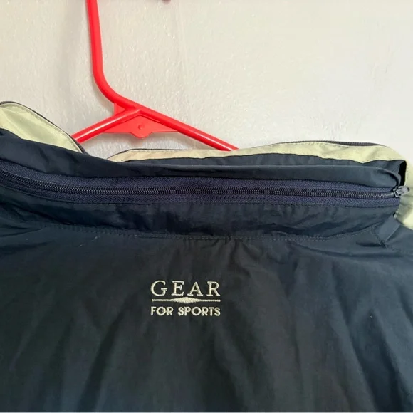 VTG 90s Gear for Sports blue windbreaker jacket white stripes hideaway hood XL - Picture 8 of 8